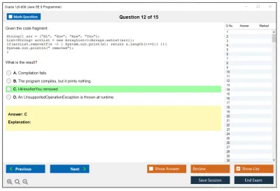 Oracle 1z0-808 Java SE 8 Programmer I Practice test exam simulator test engine exam Prep practice test questions answers Image 12