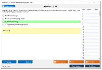 McAfee MA0-107 McAfee Certified Product Specialist - ENS Practice test exam simulator test engine exam Prep practice test questions answers Image 1