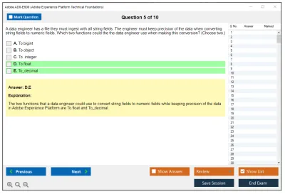 Adobe AD0-E600 Adobe Experience Platform Technical Foundations Practice test exam simulator test engine exam Prep practice test questions answers Image 5