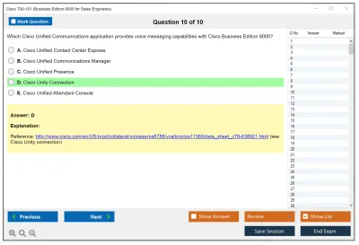 Cisco 700-101 Business Edition 6000 for Sales Engineers Practice test exam simulator test engine exam Prep practice test questions answers Image 10