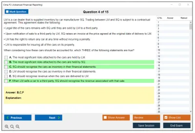 Cima F2 F2 - Advanced Financial Reporting Practice test exam simulator test engine exam Prep practice test questions answers Image 4