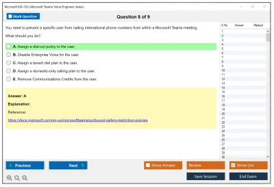 Microsoft MS-720 Microsoft Teams Voice Engineer Practice test exam simulator test engine exam Prep practice test questions answers Image 8