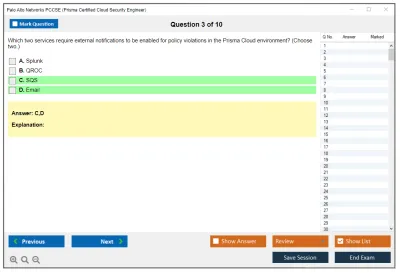 Palo Alto Networks PCCSE Prisma Certified Cloud Security Engineer Practice test exam simulator test engine exam Prep practice test questions answers Image 3