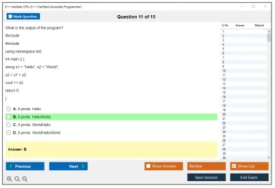 C++ Institute CPA C++ Certified Associate Programmer Practice test exam simulator test engine exam Prep practice test questions answers Image 11