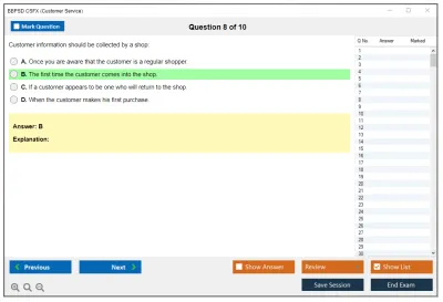 BBPSD CSFX Customer Service Practice test exam simulator test engine exam Prep practice test questions answers Image 8