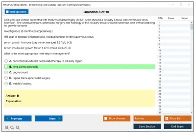MRCPUK SEND SEND - Endocrinology and Diabetes (Specialty Certificate Examination) Practice test exam simulator test engine exam Prep practice test questions answers Image 8