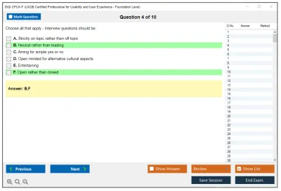 iSQI CPUX-F UXQB Certified Professional for Usability and User Experience - Foundation Level Practice test exam simulator test engine exam Prep practice test questions answers Image 4