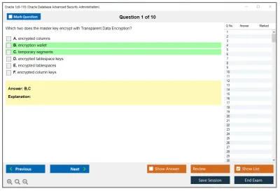 Oracle 1z0-116 Oracle Database Security Administration Practice test exam simulator test engine exam Prep practice test questions answers Image 1