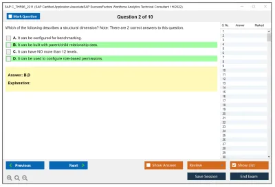SAP C_THR96_2211 SAP Certified Application AssociateSAP SuccessFactors Workforce Analytics Technical Consultant 1H/2022 Practice test exam simulator test engine exam Prep practice test questions answers Image 2