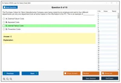 Six Sigma LSSGB Lean Six Sigma Green Belt Practice test exam simulator test engine exam Prep practice test questions answers Image 8