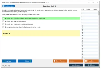 Veritas VCS-273 Administration of Veritas NetBackup 7.6.1 and NetBackup Appliances 2.6.1 Practice test exam simulator test engine exam Prep practice test questions answers Image 8
