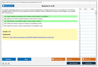 Amazon AWS AWS-SysOps-SOA-C01 AWS Certified SysOps Administrator - Associate Practice test exam simulator test engine exam Prep practice test questions answers Image 6