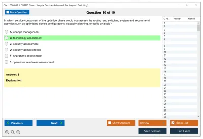 Cisco 650-059 Cisco Lifecycle Services Advanced Routing and Switching (LCSARS) Practice test exam simulator test engine exam Prep practice test questions answers Image 10