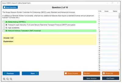 Avaya 31860X Avaya IX Calling Design Exam Practice test exam simulator test engine exam Prep practice test questions answers Image 2