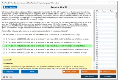 Test Prep SAT-Test Scholastic Assessment Test: Reading, Writing and Language, Mathematics Practice test exam simulator test engine exam Prep practice test questions answers Image 11