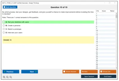 SAP C_THINK_01 SAP Certified Associate - Design Thinking Practice test exam simulator test engine exam Prep practice test questions answers Image 10