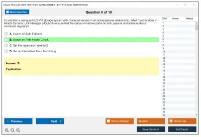 Hitachi HH0-240 HDS CERTIFIED IMPLEMENTER - ENTRY LEVEL ENTERPRISE Practice test exam simulator test engine exam Prep practice test questions answers Image 6