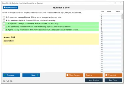 Cisco 500-052 Deploying Cisco Unified Contact Center Express Practice test exam simulator test engine exam Prep practice test questions answers Image 5