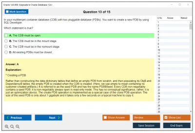 Oracle 1z0-060 Upgrade to Oracle Database 12c Practice test exam simulator test engine exam Prep practice test questions answers Image 13