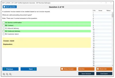 SAP C_BYD01_1811 SAP Certified Application Associate - SAP Business ByDesign Practice test exam simulator test engine exam Prep practice test questions answers Image 2