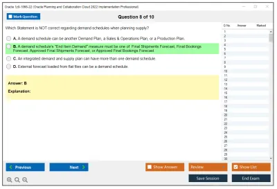 Oracle 1z0-1066-22 Oracle Planning and Collaboration Cloud 2022 Implementation Professional Practice test exam simulator test engine exam Prep practice test questions answers Image 8
