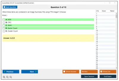 AccessData A30-327 AccessData Certified Examiner Practice test exam simulator test engine exam Prep practice test questions answers Image 5