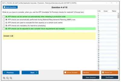 SAP C_TSCM42_66 SAP Certified Application Associate - Production - Planning &amp; Manufacturing with SAP ERP 6.0 EHP6 Practice test exam simulator test engine exam Prep practice test questions answers Image 4