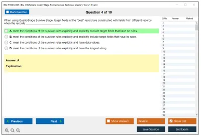 IBM P2090-095 IBM InfoSphere QualityStage Fundamentals Technical Mastery Test v1 Exam Practice test exam simulator test engine exam Prep practice test questions answers Image 4