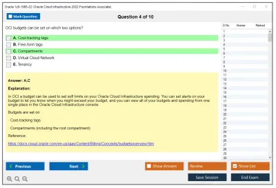 Oracle 1z0-1085-22 Oracle Cloud Infrastructure 2022 Foundations Associate Practice test exam simulator test engine exam Prep practice test questions answers Image 4