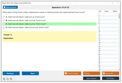Splunk SPLK-1001 Splunk Core Certified User Practice test exam simulator test engine exam Prep practice test questions answers Image 10