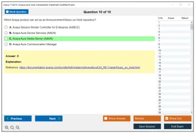 Avaya 71201X Avaya AuraCore Components Implement Certified Exam Practice test exam simulator test engine exam Prep practice test questions answers Image 10