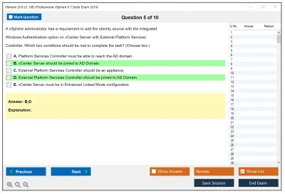 VMware 2V0-21.19D Professional vSphere 6.7 Delta Exam 2019 Practice test exam simulator test engine exam Prep practice test questions answers Image 5