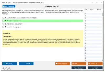 Oracle 1z0-1106-1 Oracle HCM Business Process Foundations Associate Rel 1 Practice test exam simulator test engine exam Prep practice test questions answers Image 7