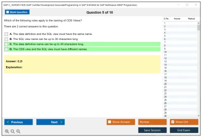 SAP C_S4HDEV1909 SAP Certified Associate - Developer - Programming in SAP S/4HANA for SAP NetWeaver ABAP Programmer Practice test exam simulator test engine exam Prep practice test questions answers Image 5