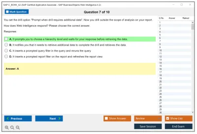 SAP C_BOWI_42 SAP Certified Application Associate - SAP BusinessObjects Web Intelligence 4.2 Practice test exam simulator test engine exam Prep practice test questions answers Image 7