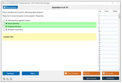 SAP C_ACTIVATE05 SAP Certified Associate - SAP Activate Project Manager Practice test exam simulator test engine exam Prep practice test questions answers Image 4