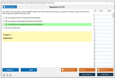 Oracle 1z0-1055-22 Oracle Financials Cloud: Payables 2022 Implementation Professional Practice test exam simulator test engine exam Prep practice test questions answers Image 6
