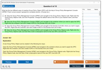 Microsoft 98-365 Windows Server Administration Fundamentals Practice test exam simulator test engine exam Prep practice test questions answers Image 8