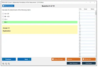 PRMIA 8007 Exam II: Mathematical Foundations of Risk Measurement - 2015 Edition Practice test exam simulator test engine exam Prep practice test questions answers Image 6