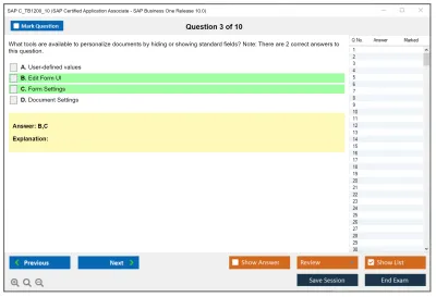 SAP C_TB1200_10 SAP Certified Associate - SAP Business One Release 10.0 Practice test exam simulator test engine exam Prep practice test questions answers Image 3