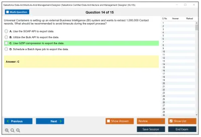 Salesforce Data-Architecture-And-Management-Designer Salesforce Certified Data Architecture and Management Designer Practice test exam simulator test engine exam Prep practice test questions answers Image 14