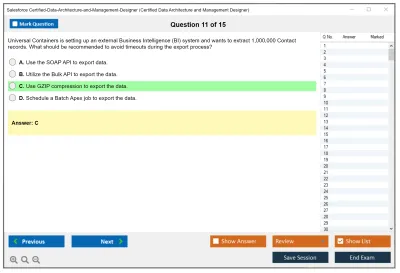 Salesforce Certified-Data-Architecture-and-Management-Designer Certified Data Architecture and Management Designer Practice test exam simulator test engine exam Prep practice test questions answers Image 11