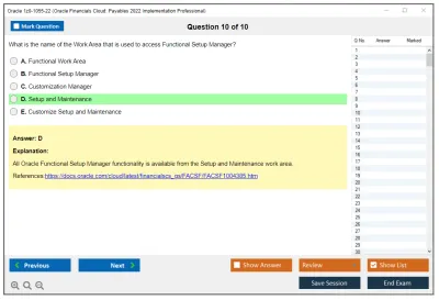 Oracle 1z0-1055-22 Oracle Financials Cloud: Payables 2022 Implementation Professional Practice test exam simulator test engine exam Prep practice test questions answers Image 10