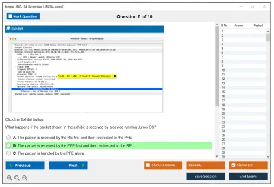 Juniper JN0-104 Junos - Associate (JNCIA-Junos) Practice test exam simulator test engine exam Prep practice test questions answers Image 6