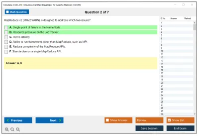 Cloudera CCD-410 Cloudera Certified Developer for Apache Hadoop (CCDH) Practice test exam simulator test engine exam Prep practice test questions answers Image 2