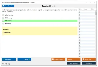 PMI PMI-100 Certified Associate in Project Management (CAPM)® Practice test exam simulator test engine exam Prep practice test questions answers Image 20