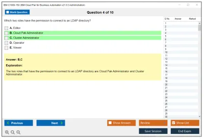 IBM C1000-150 IBM Cloud Pak for Business Automation v21.0.3 Administration Practice test exam simulator test engine exam Prep practice test questions answers Image 4