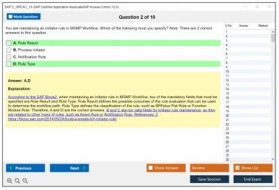 SAP C_GRCAC_13 SAP Certified Application AssociateSAP Access Control 12.0 Practice test exam simulator test engine exam Prep practice test questions answers Image 2