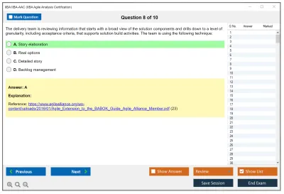 IIBA IIBA-AAC IIBA Agile Analysis Certification Practice test exam simulator test engine exam Prep practice test questions answers Image 8