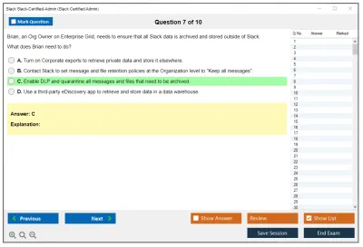 Slack Slack-Certified-Admin Slack Certified Admin Exam Practice test exam simulator test engine exam Prep practice test questions answers Image 7